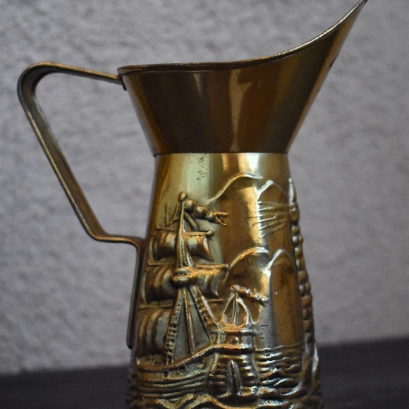 Vintage Other - Vintage 1960s Brass Sailboat Pitcher
